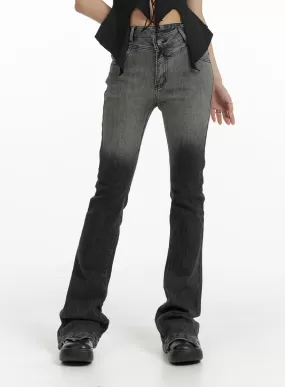 Two-Tone Washed Bootcut Jeans CF428